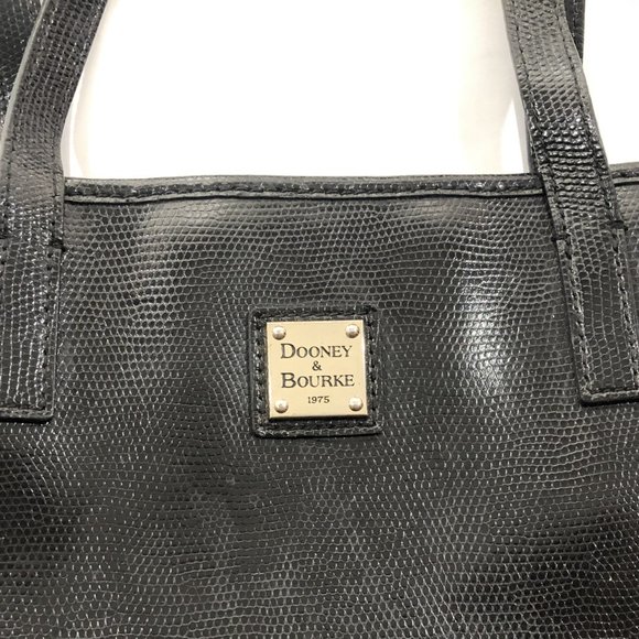 Dooney & Bourke Black Embossed Leather Tote Bag - Picture 4 of 11